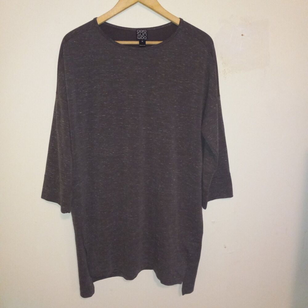 Clara Sun Woo Butter Knit Parachute Hem Tunic Top-Medium-Oversized-Half Sleeve